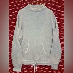 Michael Kors Size XL Women’s Light Gray Knit Sweater Mock Neck Drawstring Waist